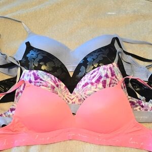 4 PINK Wireless Bras, Size 34D